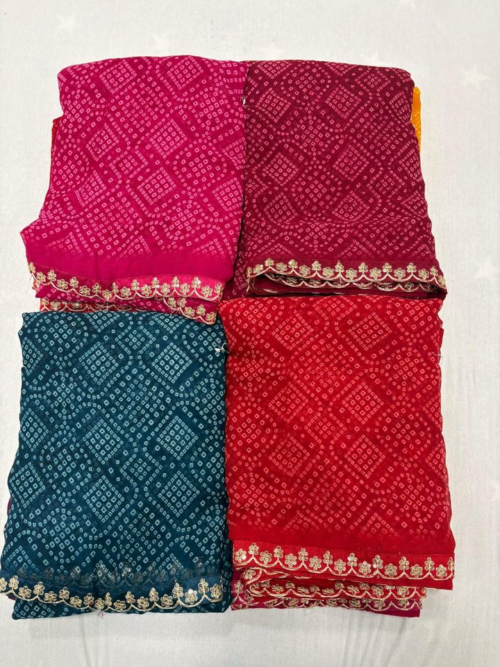 Bandhani tie-dye sarees in festive colours, wholesale by MD Textiles (Sapna Sarees), Surat
