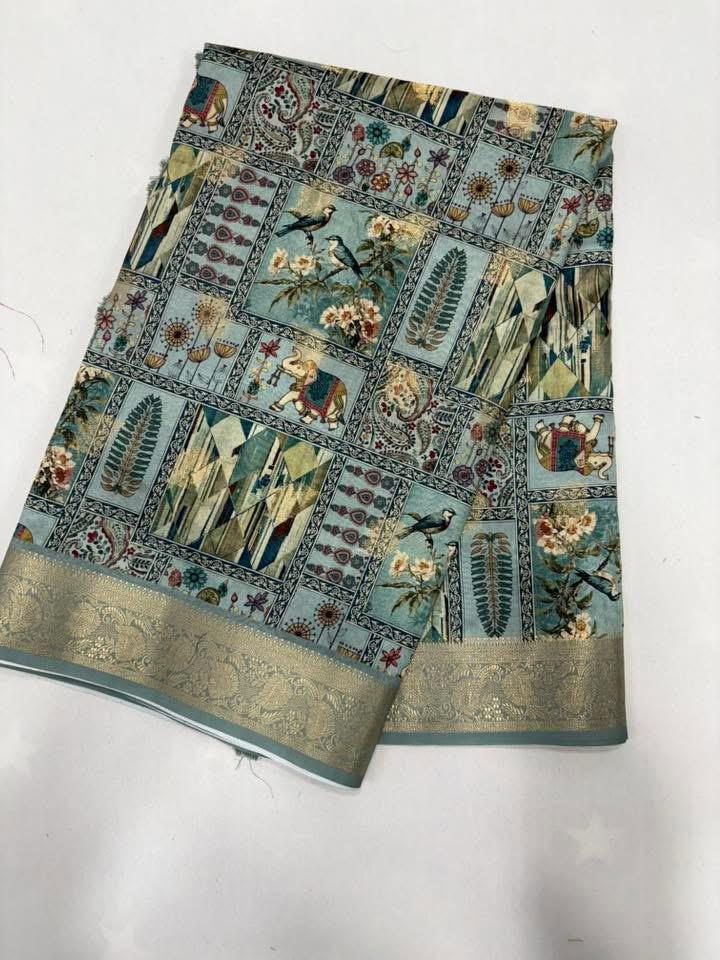Bitcoin pattern saree with zari border, wholesale by MD Textiles (Sapna Sarees), Surat