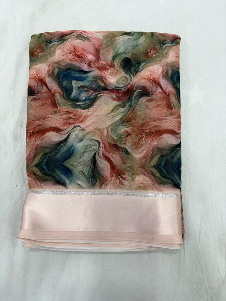 Moss satin saree, saree manufacturer MD Textiles (Sapna Sarees), Surat