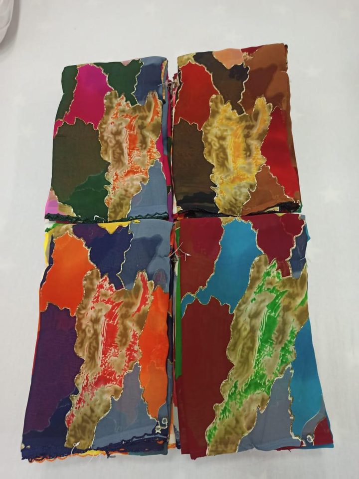 Designer printed weightless georgette saree, wholesale by MD Textiles (Sapna Sarees), Surat